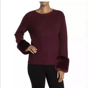 NWT Love Token Sweater Faux Fur Cuffs